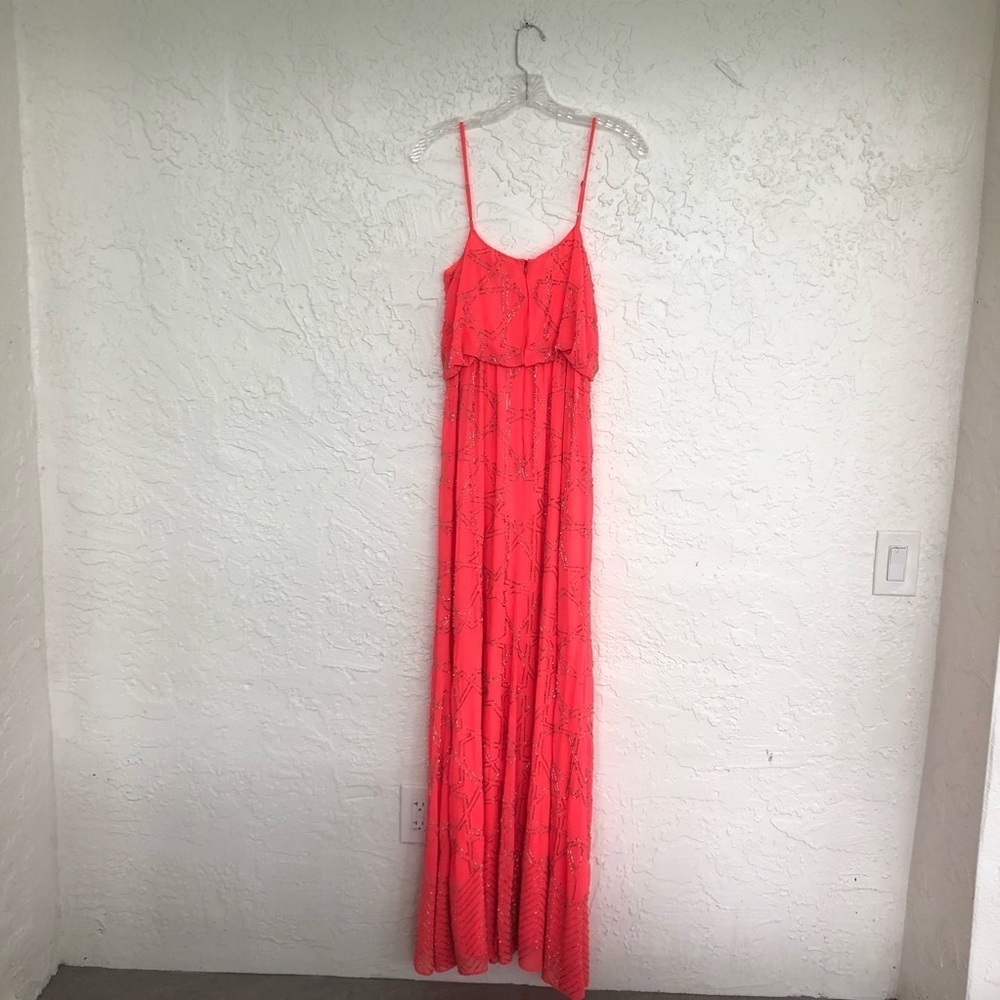 BHLDN Needle & Thread Maxi Dress Hot Pink Stars Punk Formal Prom Gown Size 2 - Picture 9 of 10